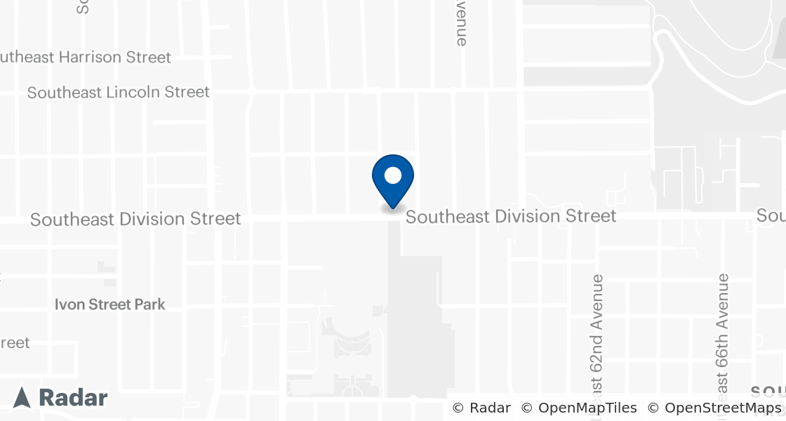 Map of Dairy Queen Location:: 5605 SE Division St, Portland, OR, 97206-1463